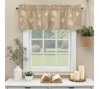 Lotus Flowers Valances for Windows, Abstract Flower Harmony Vintage Khaki Rod Pocket Valance Short Window Treatments Curtains for Kitchen Bathroom Bedroom Decor, 60 x 18 Inches