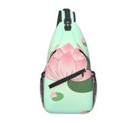 Lotus flowers waiting to bloom Patterned men's crossbody bag with adjustable strap, suitable for outdoor hiking or daily commuting