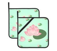 Lotus Flowers Waiting to Bloom Pot Holders Sets - Non-Slip, Heat Resistant Square Potholders for Baking, Grilling, Cooking, and More