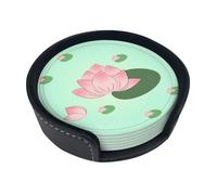 Lotus Flowers Waiting to Bloom Printed Coaster Set, Round Coasters (6-Pack), Protects tabletops, Suitable for Coffee Tables or as Gifts