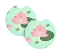 Lotus flowers waiting to bloom Printed coasters (2-pack) for car interiors, waterproof and quick-drying, for cars and trucks