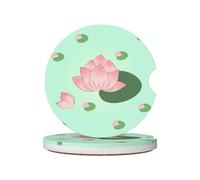 Lotus flowers waiting to bloom Prints Ceramic car coasters (2-pack) absorb moisture, are non-slip and easy to clean for cars, trucks, and boats.