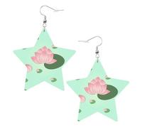 Lotus flowers waiting to bloom Prints Leather Star-Shaped Earrings Lightweight And Stylish Accessories For Parties Dances And Everyday Life.