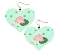 Lotus flowers waiting to bloom Prints Stylish Heart-Shaped Earrings Lightweight Women'S Accessories Perfect For Parties And Valentine'S Day.