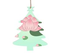 Lotus flowers waiting to bloom Wooden Ornament Pendant Christmas Tree Shape 2 PCS for Tree, Wall and Door Decor - Vintage Style