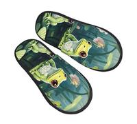 Lotus Frog Slippers for Women Men Summer Pool Non-Slip House Slippers Indoor Comfy Fuzzy Footwear Memory Foam Bedroom Travel Shoes M