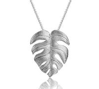 Lotus Fun S925 Sterling Silver Pendant Monstera Leaves Pendant for Women and Girls, Natural Aventurine, Creative Handmade Unique Jewellery