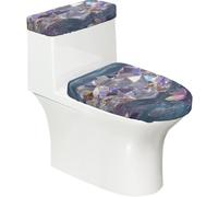 Lotus Gem Toilet Lid Cover Set Elasticity Soft Durable Polyester Material for Bathroom Home Decor