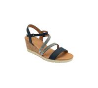 Lotus Women's 'Goldie' Open-Toe Wedge Sandals in Navy | Size: 6 Lotus Navy 6
