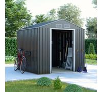 Lotus Hera Apex Metal Garden Shed with Foundation Kit - 7x4ft - Anthracite Grey