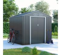Lotus Hera Apex Metal Garden Shed with Foundation Kit - 7x6ft - Anthracite Grey