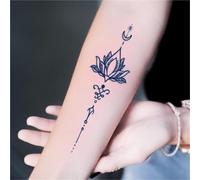 Lotus Herb Tattoo Sticker, Spine Semi Permanent Back Juice Waterproof Female Simulation Sticker, Fake Tattoos