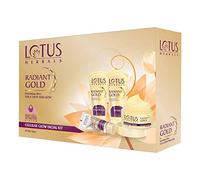 Lotus Herbals Radiant Gold Facial Kit for instant glow with 24K Pure Gold & Papaya 170g (Multi Use)
