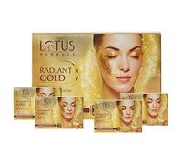 Lotus Herbals Radiant Gold Facial Kit For Instant Glow With 24K Pure Gold & Papaya,4 Easy Steps (4 Use)