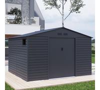 Lotus Hypnos Apex Metal Garden Shed - 11x10.5ft - Anthracite Grey