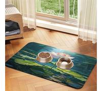 Lotus in The Water Pet Food Mat 17.2x11.81in Absorbent Non-Slip PU Leather Feeding Mat for Dogs Cats Rubber Bottom Fast Drying Rollable Pet Bowl Placemat
