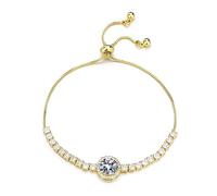 Lotus Karen Gold Round Charm Women's Adjustable Tennis Bracelets Cubic Zirconia Bracelets for Birthday Christmas Mother's Day Anniversary Graduate Gifts for Women Ladies Daughter Sister Mum