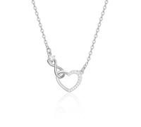 Lotus Karen Heart Shape Infinity Symbol Pendant Necklace for Women Adjustable Silver Necklace with Cubic Zirconia for Women Necklace Jewellery Gift