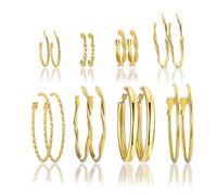 Lotus Karen Hoop Earrings Set for Women - 8 pairs Gold & Silver Hypoallergenic Earrings with Small & Big Hoops - Perfect for Christmas, Mother's Day, Graduation, Parties, Birthdays