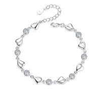 Lotus Karen White Heart 925 Silver Women's Adjustable Bracelets for Women Charm Bracelets for Birthday Christmas Mother's Day Anniversary Graduate Gifts