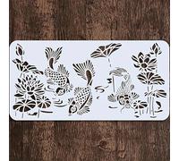 Lotus & Koi Fish Wall Stencils Template Reusable Spray PaintStencils for Craft Painting On Wood Craft Canvas Walls Wood Furniture Decorations DIY Scrapbooking