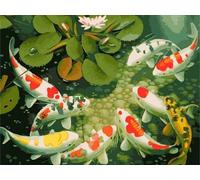 Lotus Leaf Diamond Art Kits for Adults, 5D Diamond Painting Koi Pattern, Full Drill Crystal Art Paintings Rhinestone Embroidery Kit for Beginner, Gem Arts and Crafts for Room Decor, 60x80cm,Model761
