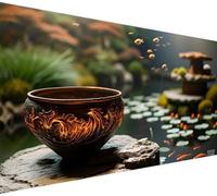 Lotus Leaf Diamond Art Kits for Adults Large 40x70cm, 5D Diamond Painting Koi Pattern, DIY Full Drill Crystal Art Paintings Embroidery for Beginner, Gem Arts and Crafts for Home Room Decor,Model614