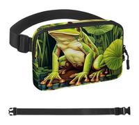 Lotus Leaf Frog-1662 Unisex Style Fanny Pack: Fashion Waist Packs, Crossbody Bags Sport Slim Fashionable for Jogging Hiking Hiker Woman Man, Multicolor, 1.5x9.0x5.9in/4x23x15cm