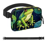 Lotus Leaf Frog-1665 Unisex Style Fanny Pack: Fashion Waist Packs, Crossbody Bags Sport Slim Fashionable for Jogging Hiking Hiker Woman Man, Multicolor, 1.5x9.0x5.9in/4x23x15cm