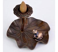Lotus Leaf Frog Backflow Incense Burner Copper Incense Burner Household Indoor Tower Incense Burner Tea Ceremony Decoration Fragrance Furnace