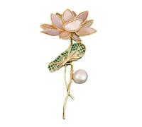 Lotus Leaf Pearl Brooch Elegant Shell Flower Brooch for Woman Classical Pearl Lotus Leaf Pin Brooch Flower Pins Floral Lapel Pins Corsage Badge Brooch for Cloth Dress Accessories Decoration