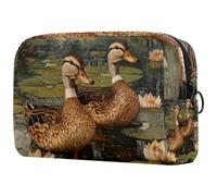 Lotus Leave Indian Runner Ducks Cosmetic Bag for Women, Travel Toiletries Bags Large Makeup Handy Pouch Organiser Bag with Zipper