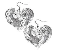 "lotus Leaves And Flower " Heart Shape Leather Earrings Women Girls Simple Dangle Earrings Gifts for Her