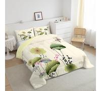 Lotus Leaves Retro Double Quilt 7.5 Tog Soft Reversible Coverless Duvet Double, Double Quilt For Summer Autumn, Lightweight Duvet Double Comforter Sets With 2 Pillowcase, 200x200cm, Machine Washable