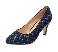 Lotus Lucia Womens Navy Diamond Sequin Heel - Size 4 UK - Blue