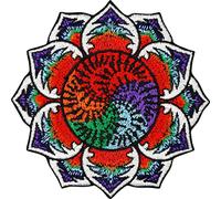 Lotus Mandala Embroidered Patch for All Fabrics | Feng Shui Decoration Sticker for Clothing | Yoga Emblem Badge for Yoga Clothes and Equipment | 80x80 mm