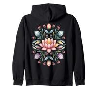 Lotus Mandala Floral Art Boho Bloom Nature Design Zip Hoodie