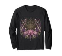 Lotus Mandala Hummingbird Floral Botanical Meditation Long Sleeve T-Shirt