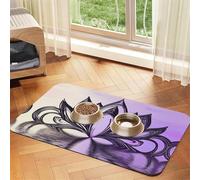 Lotus Mandala Pet Feeding Mat Dog Cat Eating Food Absorbent Leather Tablecloth for and Water Bowl Waterproof No Stains Quick Dry Non-Slip 17.72 * 11.8IN