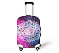 Lotus Mandala Starry Sky Suitcase Protector Woman Elastic Galaxy Universe Protective Washable Luggage Cover Gift for Family or Friend