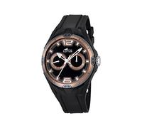 Lotus Men's Quartz Watch with Black Dial Analogue Display and Black Rubber Strap 18184/4