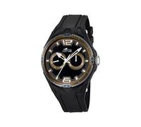 Lotus Men's Quartz Watch with Black Dial Analogue Display and Black Rubber Strap 18184/5
