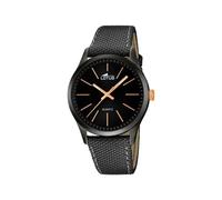 Lotus Men's Quartz Watch with Black Dial Analogue Display and Grey Leather Strap 18165/2