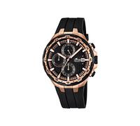 Lotus Men's Quartz Watch with Black Dial Chronograph Display and Black Rubber Strap 18186/1