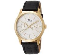Lotus Men's Quartz Watch with Silver Dial Analogue Display and Black Leather Strap 15957/1