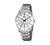 Lotus Men's Quartz Watch with White Dial Analogue Display and Silver Stainless Steel Bracelet 18215/1