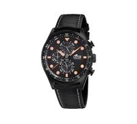 LOTUS Men's Watch 18593/D 316L Stainless Steel Case Black Leather Strap, Black/White