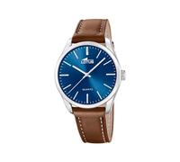 LOTUS Men's Watch 19065/2 Minimalist Stainless Steel Case Grey Brown Leather Strap
