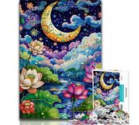 Lotus Moon Jigsaw Puzzles for Teenagers,for Educational Game Challenge Toy for Is Ideal As A Gift for The Whole Family 50x75cm