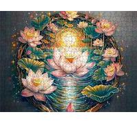 Lotus Moon Puzzle - 5000 Piece Jigsaw Puzzles for Adults - The Back Features Printed Letter Guides - The Pieces fit Together Snugly - Wooden Puzzles for Adults - Gifts Family 61.6 X 41.5 Inch s7h-256